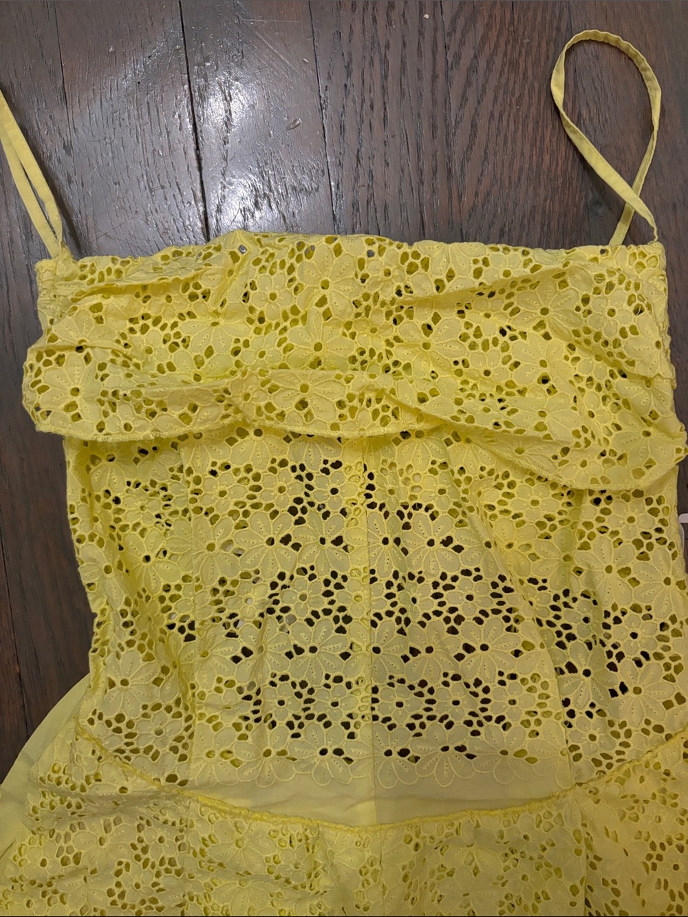 Nina Ricci Yellow Eyelet Midi Dress with Halter straps - Picture 2 of 12